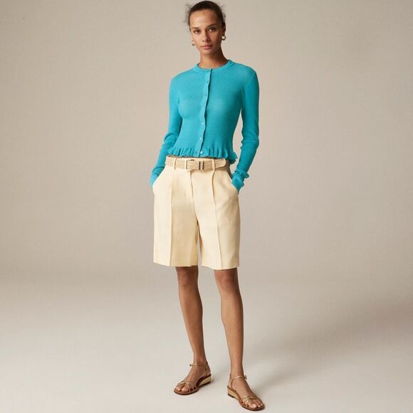 NWT J CREW Ruffle-trim cotton gauze cardigan in Mallorca Mirage - Picture 2 of 8